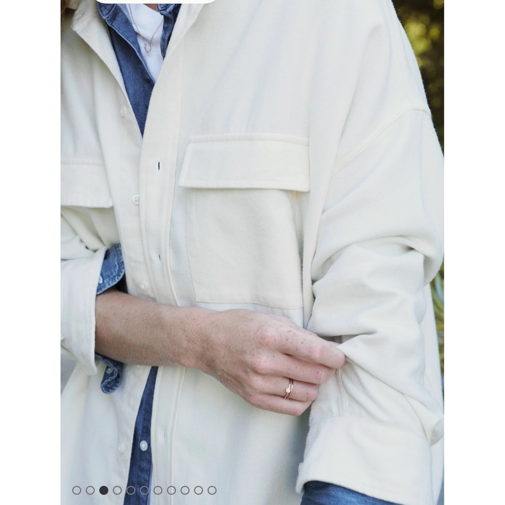 Frank & Eileen McLoughlin Oversized Vintage White Flannel Shirt Jacket M L - Picture 12 of 12